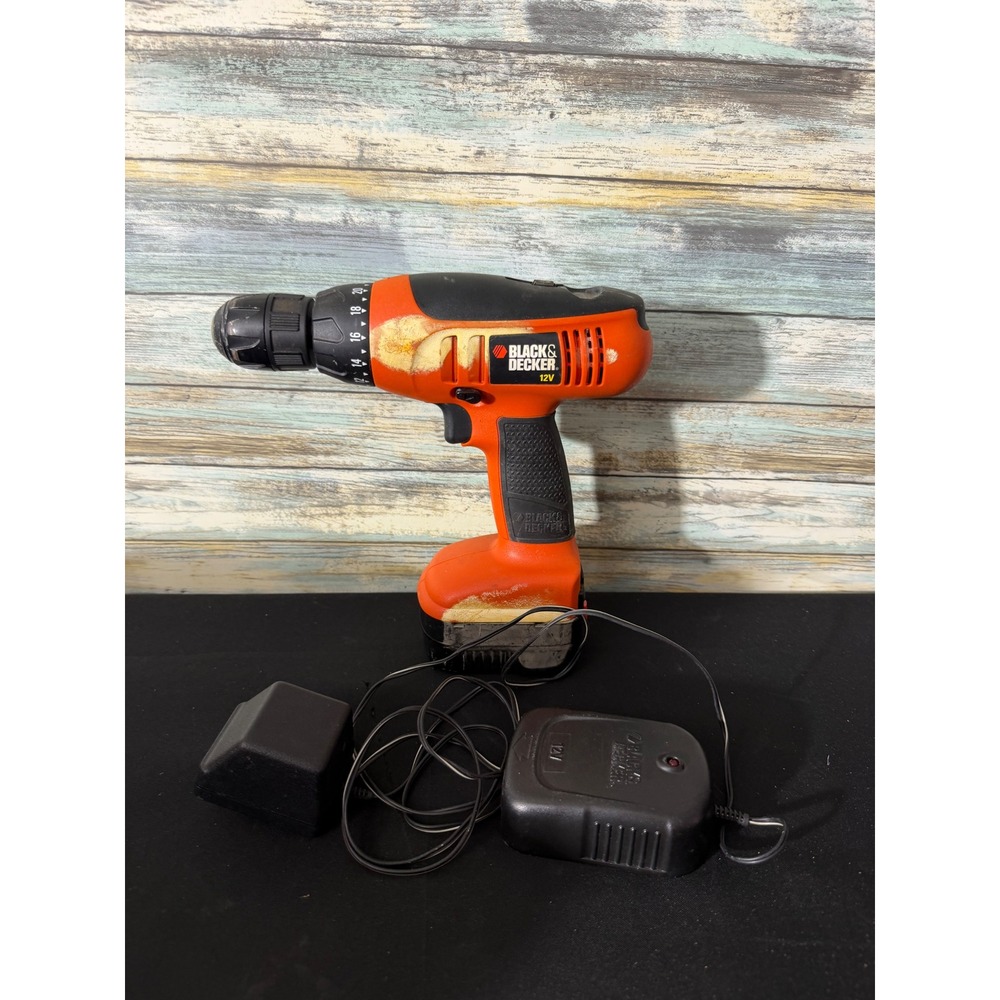 Black & Decker Cordless‎ Drill 12V Orange Good CD1200S Battery Charger Set